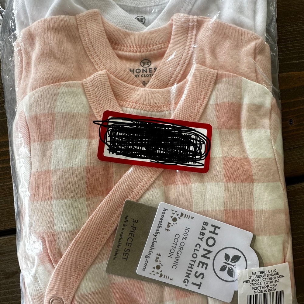 3 pack honest baby organic cotton long sleeve wrap body suits 0-3m